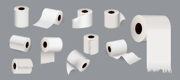 Conjunto Papel Higiénico Modelo Branco Papel Higiénico Eps Vetor Fácil — Vetor de Stock