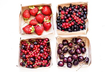 Taze berry, çilek, frenk üzümü, stok kağıt t kiraz