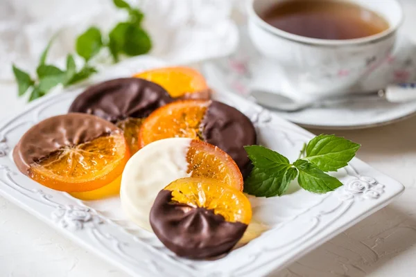 Orangeat in Schokolade — Stockfoto