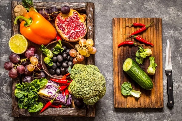 Hortalizas Frutas Hierbas Los Ingredientes Para Cocinar Estilo Vida Saludable — Foto de Stock