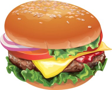 Beyaz arkaplanda hamburger