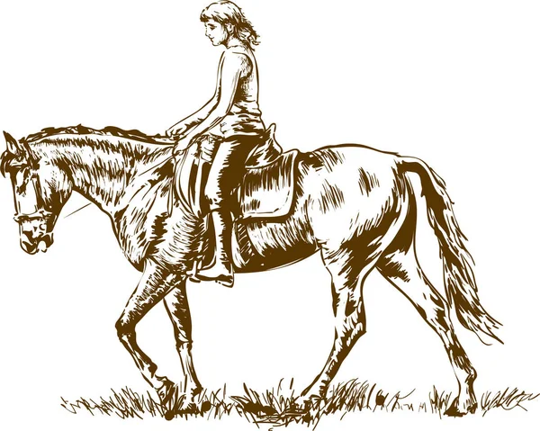 Atlı kız — Stok Vektör