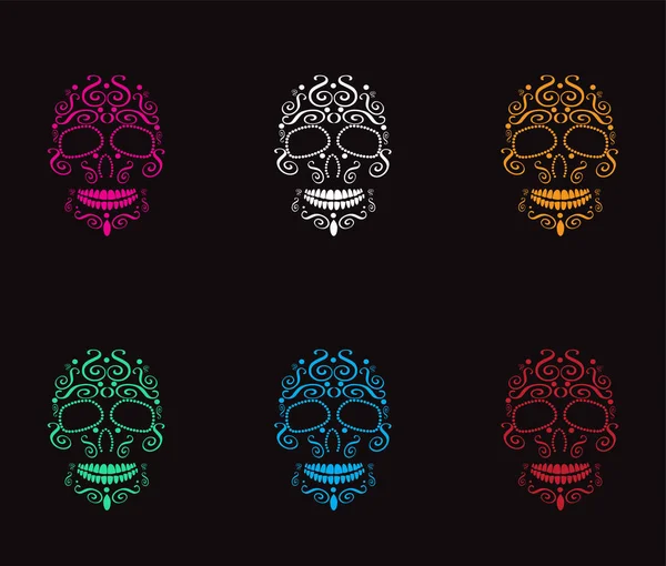 Crâne icône fond néon vecteur de couleur — Image vectorielle
