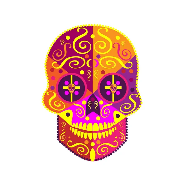 Feliz Halloween cráneo de color rosa, y el Día del icono muerto — Archivo Imágenes Vectoriales