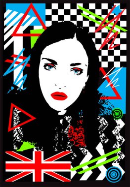 İngiliz bayraklı pop sanat geçmişi olan kız