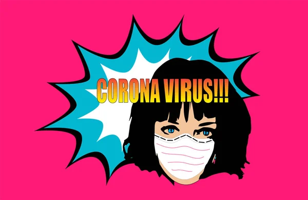 Affiche Virus Corona Fille Avec Une Illustration Fond Masque Médical Graphismes Vectoriels