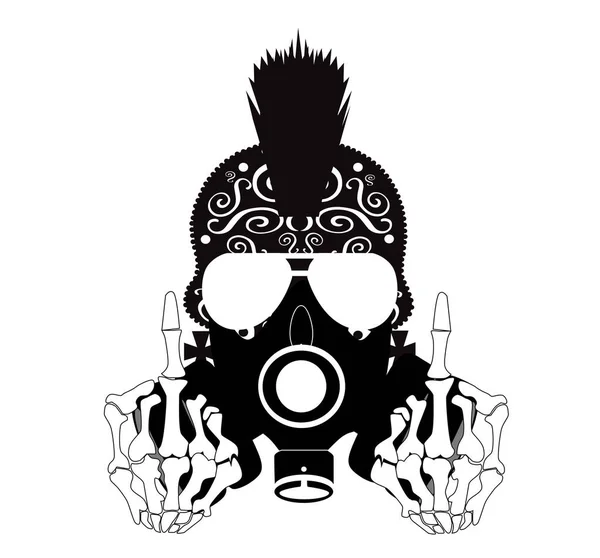 Punk Skull Middle Finger Gas Mask Vector Illustration Background Vector Graphics