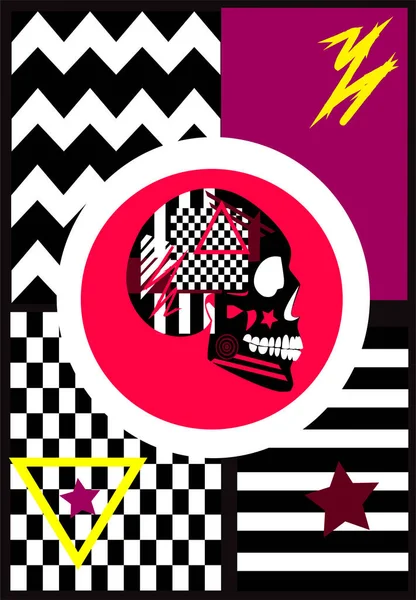 Icône Crâne Coloré Fond Pop Art — Image vectorielle