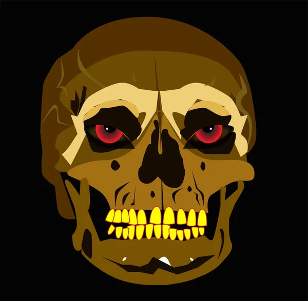 Kafatası Oyun Karakteri Veya Logosu Korkutucu Gözlü Tişört Tasarımı Vektör — Stok Vektör