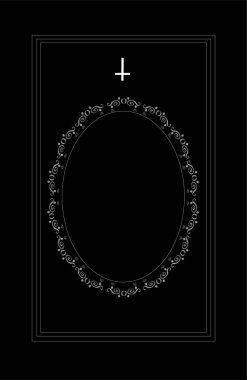 Süs ayrıntıları ve ters haç içeren siyah antika arkaplan