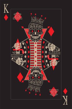 Kral kafatası küpleri. Şapkalı ve sembollü Papa, siyah ve beyaz..