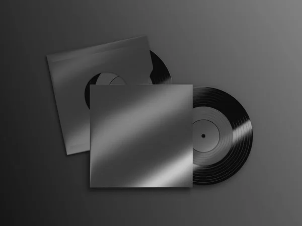 Dois discos de vinil mockup — Fotografia de Stock