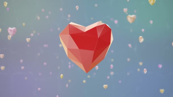 Floating low poly heart with luma matte. — Stock Video