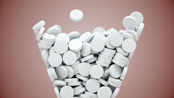 As pílulas brancas caem e depois saem — Vídeo de Stock
