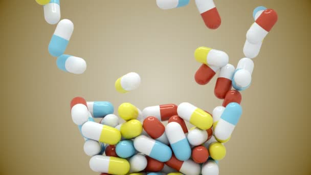 As pílulas coloridas caem e depois saem — Vídeo de Stock