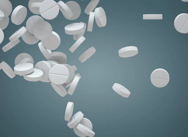 White pills falling — Stock Photo, Image