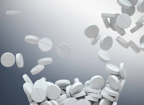 Bílé tablety, spadající — Stock fotografie