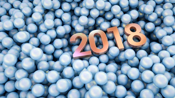 2018 su sfondo lucido palle — Foto Stock