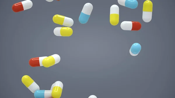 Colorful pills falling — Stock Photo, Image