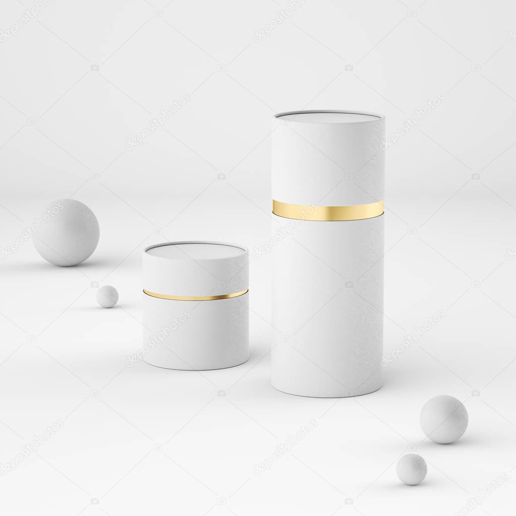 Mockup of closed paper can tubes