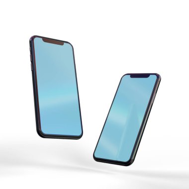 2 siyah smartphones mockup