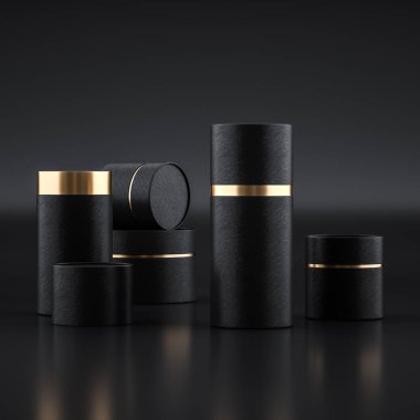 Açık ve kapalı kağıt mockup tüpler