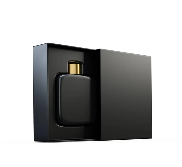 Siyah koku parfüm şişe mockup — Stok fotoğraf