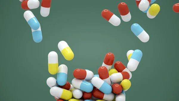 Colorful pills falling — Stock Photo, Image