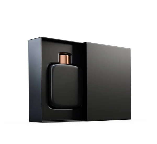 Fragancia negra perfume botella mockup — Foto de Stock