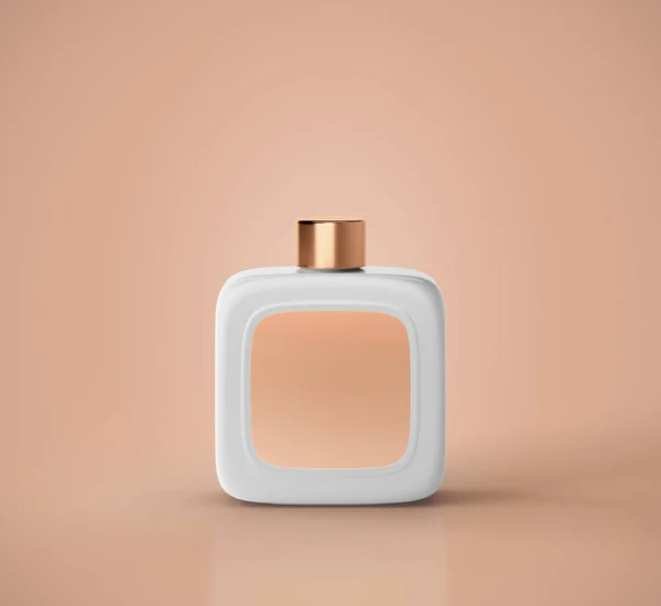 Біла пляшка парфумів макет — стокове фото