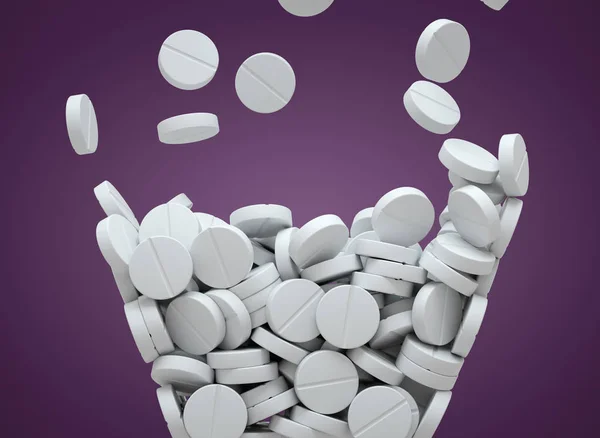 White pills falling — Stock Photo, Image