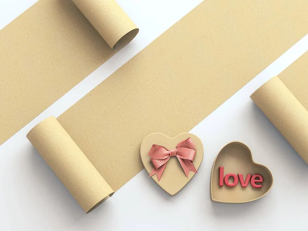 Open heart shaped gift box with bow — Stock Photo, Image