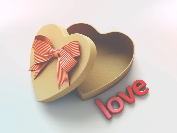Подарочная коробка в форме сердца с луком — стоковое фото