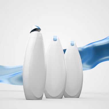 Jel ya da şampuan şişeleri mockup duş