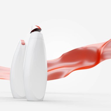 Jel ya da şampuan şişeleri mockup duş