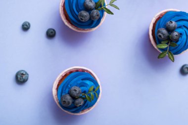 Mavi krem, en iyi görünümü ile cupcakes