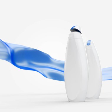 Jel ya da şampuan şişeleri mockup duş