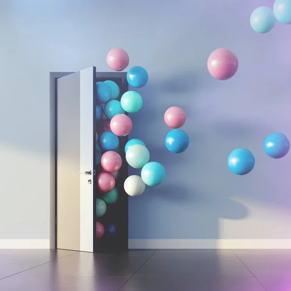 Balonlar açık kapıdan uçup