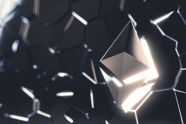 Ethereum coin logo 3D illustration.