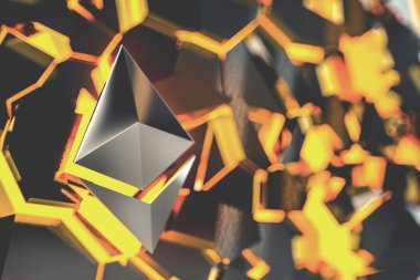 Ethereum coin logo 3D illustration.