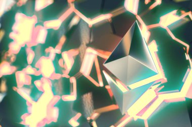 Ethereum coin logo 3D illustration.