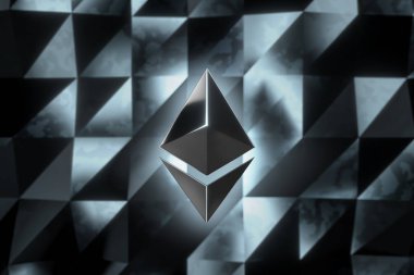 Ethereum para birimi logo 3d çizim.