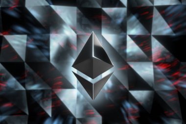 Ethereum para birimi logo 3d çizim.