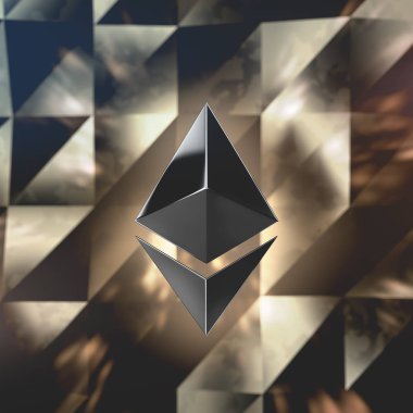Ethereum para birimi logo 3d çizim.
