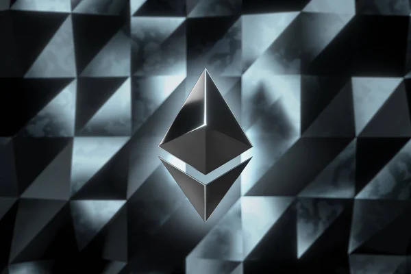 Ethereum currency logo 3D illustration.