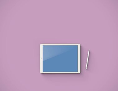 Mockup dijital tablet PC. Üstten Görünüm.