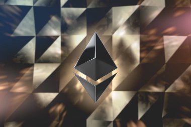 Ethereum para birimi logo 3d çizim.
