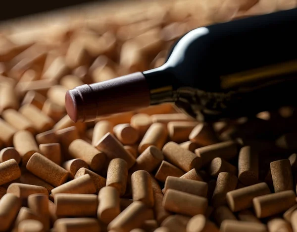 Röd vinflaska, närbild skjuten — Stockfoto