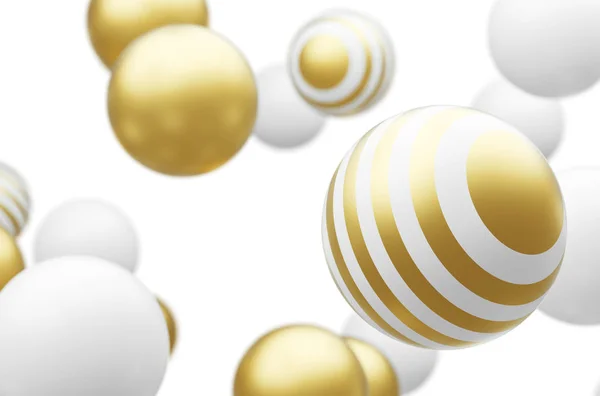 Esferas abstractas que fluyen blancas y doradas — Foto de Stock