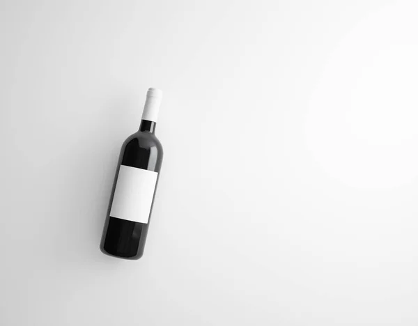 Top view wine bottle mockup on white background. — 스톡 사진